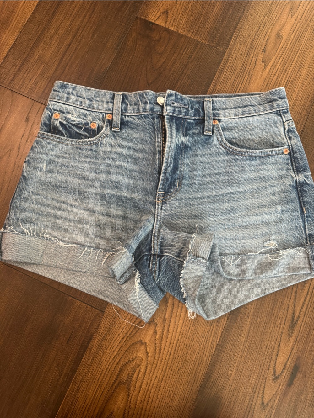 pistola Light Blue Denim Frayed Hem Shorts